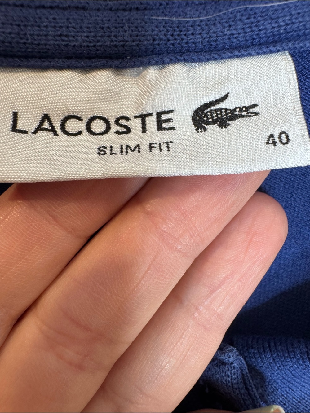 Lacoste Women's Long Sleeve V-Neck Polo Sweater Blue alligator embroidered logo - Picture 3 of 8